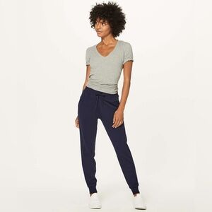 Lululemon Warm Down Jogger (28") Sz. 4 Elastic Waist Cotton Terry, Midnight Navy